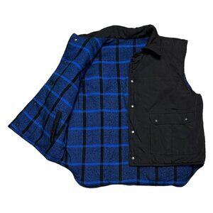 Vintage 90s AVALANCHE REVERSIBLE Plaid Blue Mens Outdoor Winter Vest XL